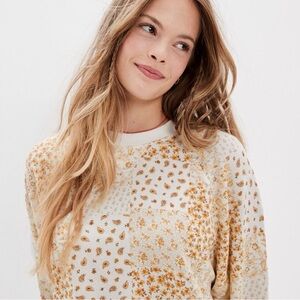 American Eagle Bandana Patchwork Cream and Gold  Sweatshirt